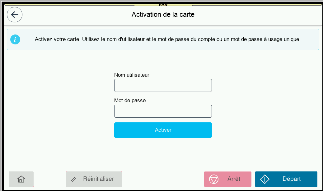 Écran d’accueil imprimante