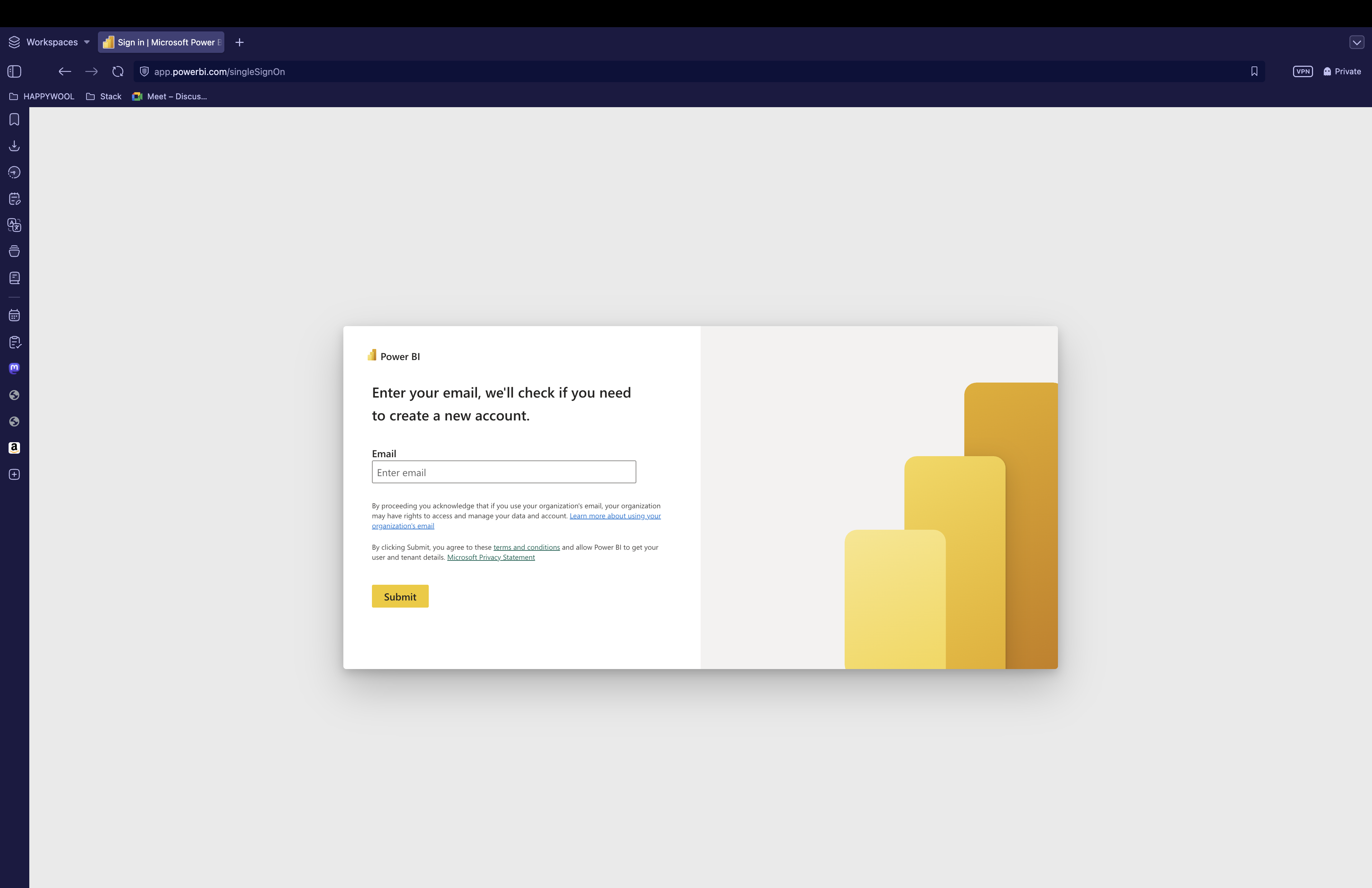 Page d'accueil Power BI